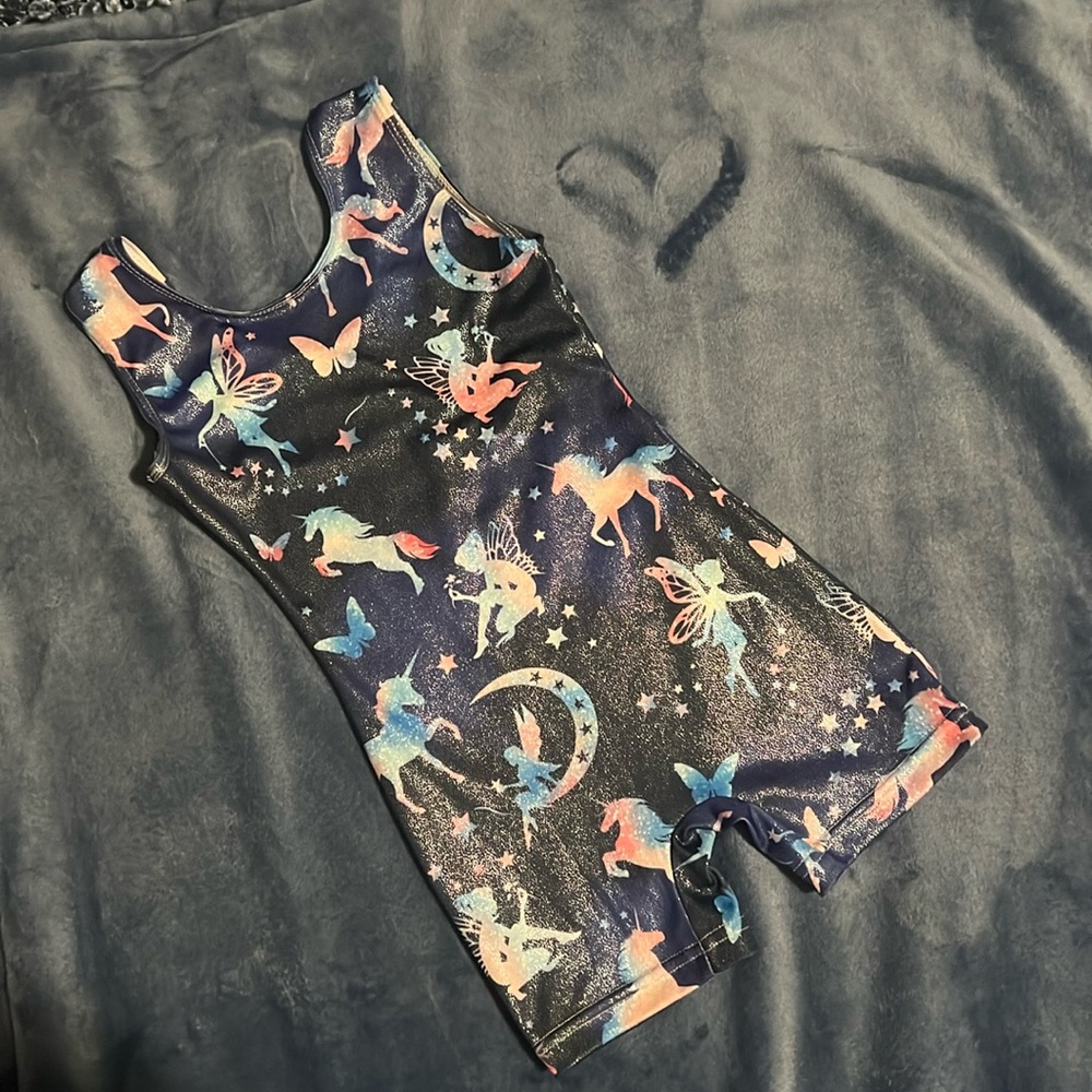 Brand New Galaxy Unicorn Sparkle Leotard with shorts